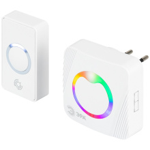 Звонок дверной беспроводной RGB подсветка от сети белый 36 мелодий POLYCOLOR C101 ЭРА