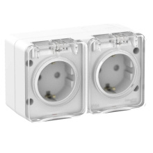 Розетка IP54 двойная с заземлением. Белый 16А 250B ATN540126 Systeme Electric AtlasDesign PROFI