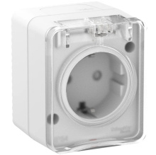 Розетка PROFI IP54 открытой установки с заземлением со шторками. Белый 16А 250B ATN540145 Systeme Electric AtlasDesign